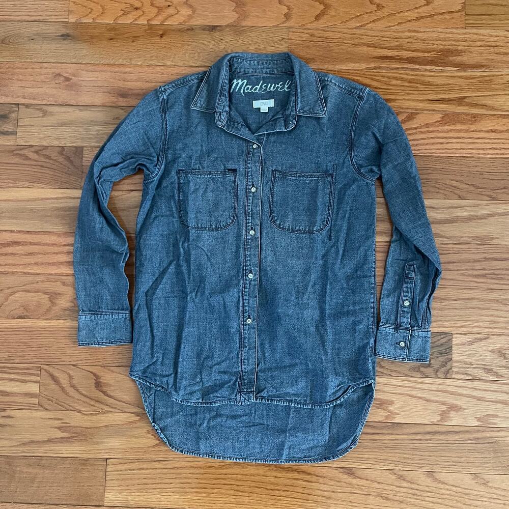 Madewell Shirt Womens XS Blue Chambray Perfect Ex Boyfriend Button Down 10898
